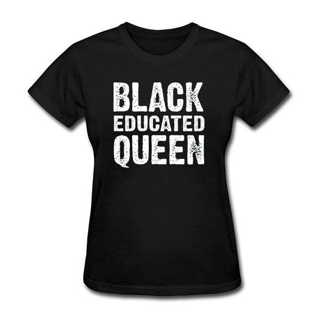 T Shirt Black Educated Queen